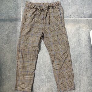 H&M Tan and Blue Plaid Chinos